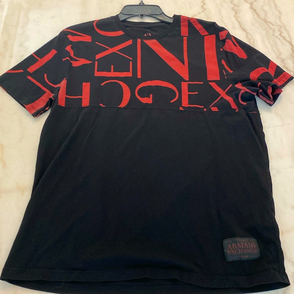 Men’s Armani Exchange Black Graphic T-Shirt Athletic Fit Size Large